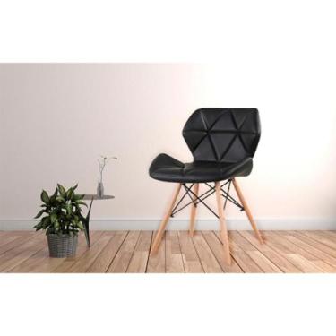 Imagem de Cadeira Eiffel Slim Preto com pé de madeira - Reimex, Preto
