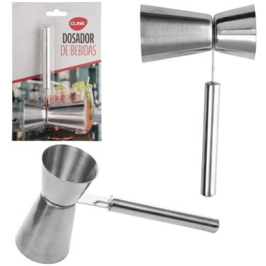 Imagem de Dosador De Bebida / Copo Shot Duplo De Inox Com Cabo 50/25Ml - Clink