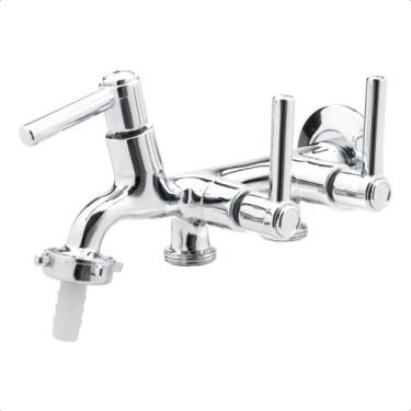 Imagem de Torneira Tanque e Máquina de Lavar 3 Saídas Metal com Bico Mangueira J