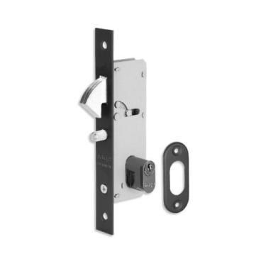 Imagem de Fechadura Porta de Correr Haga Externa Nápole Preto Resinado Bico De P