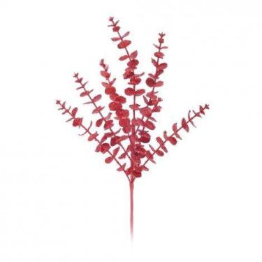 Imagem de Galho decorativo folhas vermelhas c/ glitter - Cromus