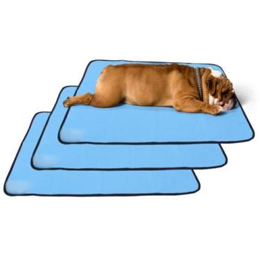 Imagem de 3 Caminhas para Cães e Gatos Dobrável 200 Lavagens 100x70 Azul Antipul