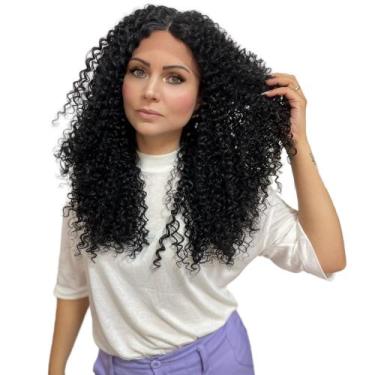 Imagem de Front Lace Peruca Orgânica Cacheada Super Natural 60cm - bbless, Preto