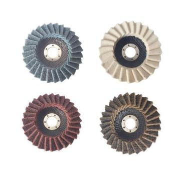 Imagem de Kit 4 discos flap manta abrasiva + feltro lã 115mm polimento - OMEGA