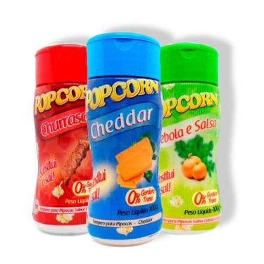 Imagem de Popcorn 03 Sabores Cheddar Churrasco E Cebola E Salsa - Flavored Popco