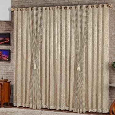 Imagem de Cortina para Sala Super Luxo Xale Brilhante Forro Cetim Amassado Onix 