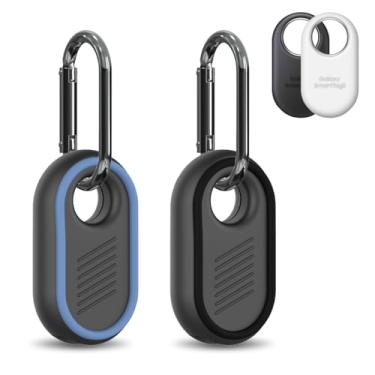 Imagem de Pacote com 2 capas compatíveis com Samsung Galaxy SmartTag2, capa robusta de silicone macio antiderrapante para Galaxy Smart Tag 2 com chaveiro, para chaves, carteira, bagagem, animais de estimação