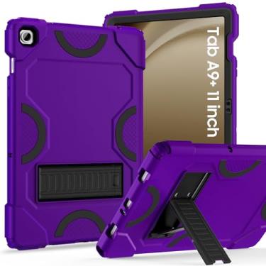 Imagem de MARIWIVI Capa para Samsung Galaxy Tab A9+ modelo 2023 de 11 polegadas (X210/X216/X218), capa protetora resistente à prova de choque para tablet Galaxy Tab A9 Plus (roxo escuro + preto)