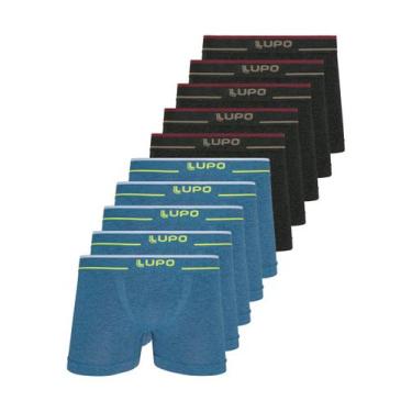 Imagem de Kit com 10 Cuecas Boxer Lupo 733-004 Colorido, Preto, M