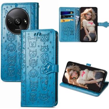 Imagem de CCSmall Capa carteira para Xiaomi Redmi A3 com porta-cartões para mulheres, capa flip de couro PU com suporte para Redmi A3 MG azul