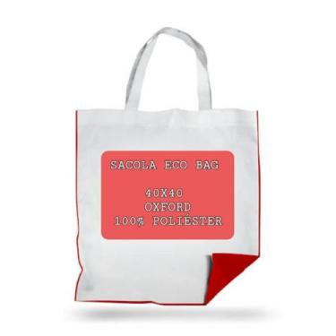 Imagem de 7 Sacolinha ecobag vermelha e branca em Oxford para Sublimação Tamanho