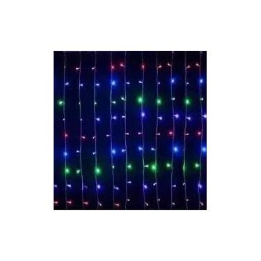 Imagem de Luz de Natal Cortina 120 Lâmpadas LED Color Fio Branco Pisca 127V 1,2m