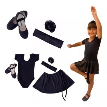 Imagem de Kit Roupa Ballet Infantil Balé Jazz Dança Uniforme 5pçs 4572630390 - M