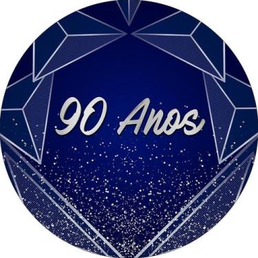 Imagem de Painel De Festa Redondo 1,50x1,50 - Geometrico Azul 90 Anos 302 - Via 