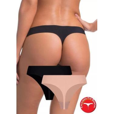 Imagem de Kit Com 2 Calcinhas Fio Dental Corte Á Laser Trifil (QE5702), Preto, B