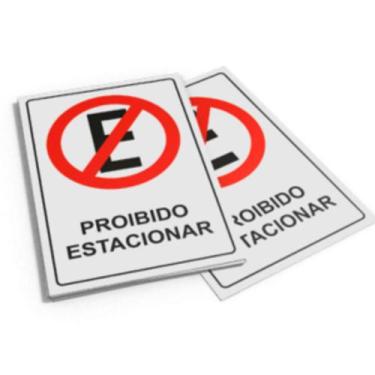 Imagem de Placa proibido estacionar medida 30x20cm - PS 2mm adesivada - Firstweb