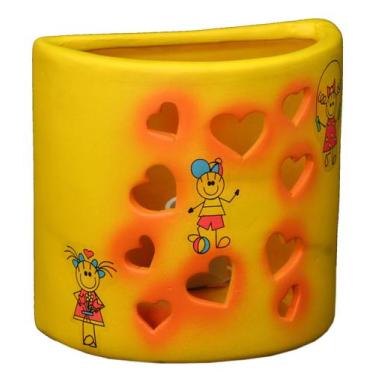 Imagem de Arandela artesanal retrô cerâmica infantil coracao amarela - CM GLASS 