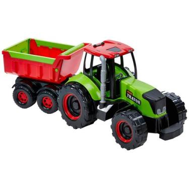 Imagem de Brinquedo Trator Infantil Max Caçamba 78cm - Tilin Brinquedos, Verde