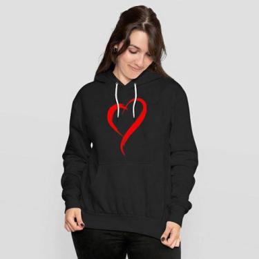 Imagem de Blusa Moletom Feminino Canguru Com Capuz Coração Pincel - MP Moda Masc