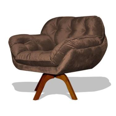 Imagem de Poltrona Miami Base Giratória Decorativa Suede Capuccino - Hellen Deco