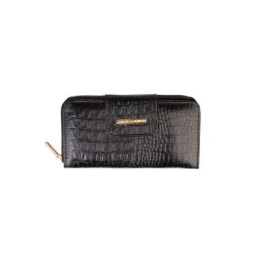 Imagem de Carteira de couro grande Cindy Feminino whisky croco - Andrea Vinci, P