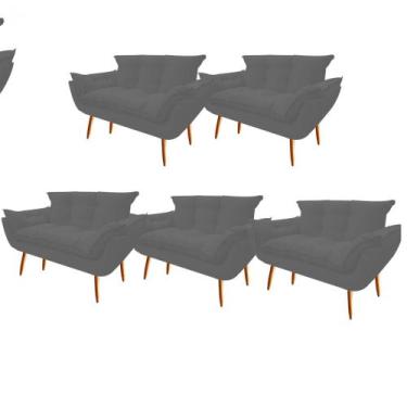 Imagem de Kit 05 Namoradeira  Decorativa  Opala Pés Palito em Madeira 2 Lugares 