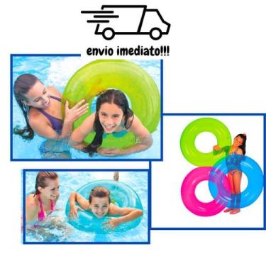Imagem de Bóia Inflável Circular Neon 76cm Para Piscina Bóia Para Crianças e Adu