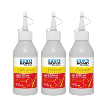 Imagem de Kit 3 Cola de silicone para artesanato Tek Bond transparente 100ml
