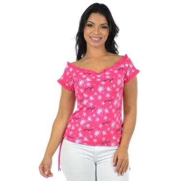 Imagem de Blusa ciganinha poli  viscose fenomenal(sem elasticidade), Pink, G