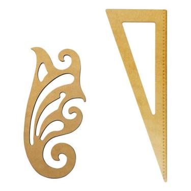 Imagem de 02 Réguas Corte Costura Modelagem Curva Francesa Esquadro - LAPIDARE, 