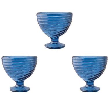 Imagem de Jogo Kit 3 Taças De Vidro Para Sobremesa Colmeia 340ml Cores - Clink