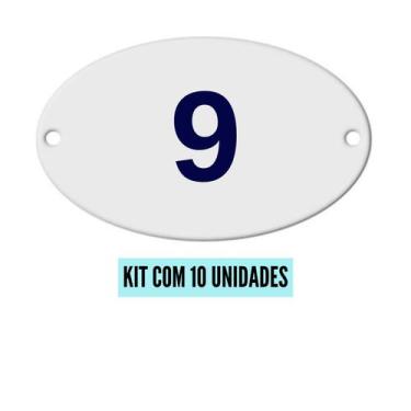 Imagem de Kit Com 10 Números Oval PVC  Numerador 1 ao 20 - Danti, Número 9 - 10 