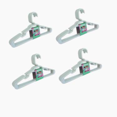 Imagem de Kit 20 Cabide Infantil Bebe Branco Plastico Reforçado 28x14cm Trioplas