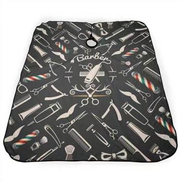 Imagem de Capa De Corte Cabeleireiro Barbeiro Cetim Preta Estampa Barbeiro N003 