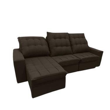 Imagem de Sofá Barcelona Retrátil 3 Lugares Marrom Brida - Meu Estofado