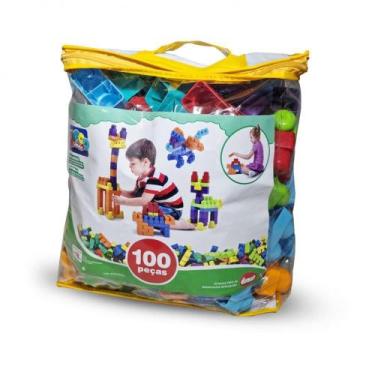 Imagem de Brinquedo para Montar Sacola Brocolandia 100 Peças - Dismat