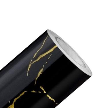Imagem de Papel de Parede Mármore Luna Imperial Preto Dourado Vinil Adesivo Impe