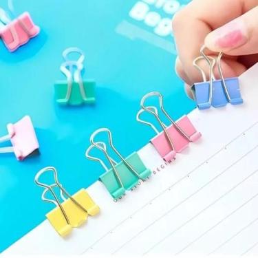 Imagem de Conjunto 48 Prendedores de Papel Grampo Clips Coloridos Kit Escritório