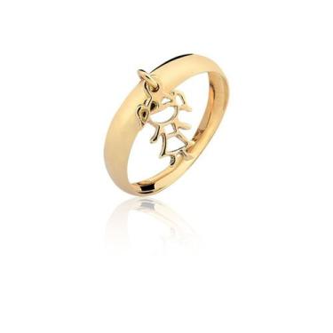 Imagem de Anel Pingente Menino Ou Menina Ouro 10k Ac - MAEHLER JOIAS, 9, Dourado