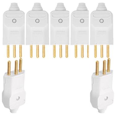 Imagem de Kit 7 plugue macho 10a 2p+t 180 250v margirius branco