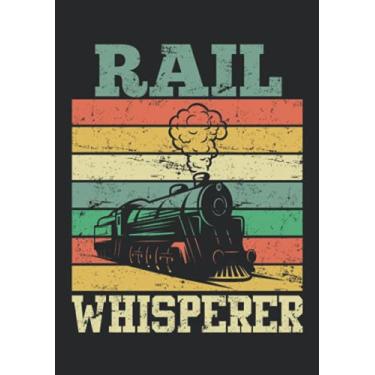 Imagem de Notizbuch A5 kariert mit Softcover Design: Eisenbahner Spruch Schienen Flüsterer Vintage Lokomotive: 120 karierte DIN A5 Seiten