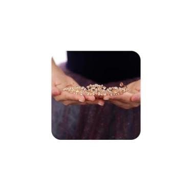 Imagem de JWICOS Tiara de noiva com strass para casamento aniversário coroa princesa tiaras e coroas para mulheres e meninas (ouro)