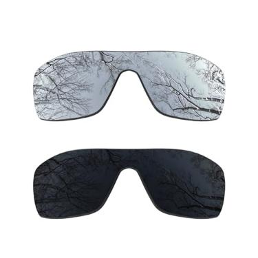 Imagem de ToughAsNails 2 pares de lentes polarizadas de substituição compatíveis com óculos de sol Oakley Batwolf OO9101, Prateado, cromado, tamanho �nico