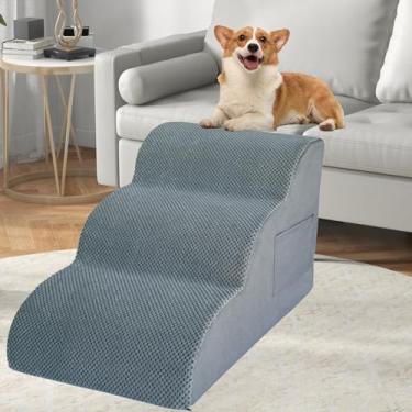 Imagem de Yukfona Escadas para Cães para Camas Altas, Escadas para Cães de 3 Degraus E Degraus de 15,8" de Altura para Cães E Gatos Pequenos para Subir Em Sofás/Cadeiras/Camas de 16 A 20" de Altura. Escada de R