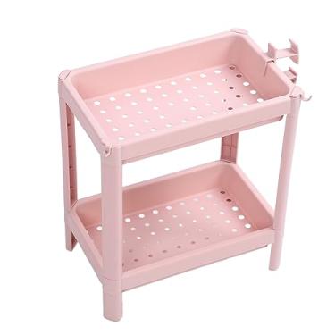 Imagem de Unidade de Prateleira de Armazenamento, Organizador de Rack de Piso de Banheiro de Plástico Multinível, Rosa, Ideal para Banheiro, Cozinha, Sala de Estar (2º nível)