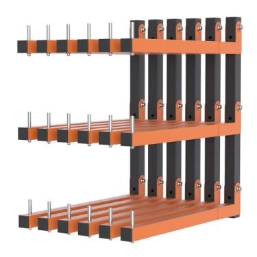 Imagem de Suporte de parede para madeira, rack de armazenamento de madeira, rack de armazenamento de madeira resistente com sistema de 9 níveis, organizador de madeira de garagem durável de 499 kg, prateleiras