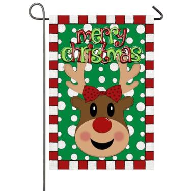 Imagem de Bandeira de jardim de Natal, rena, rabisco, bandeiras, quintal, 30,5 x 45,7 cm, dupla face, cervo, Feliz Natal, decorações de férias de inverno, chifres de rena, faixa de serapilheira