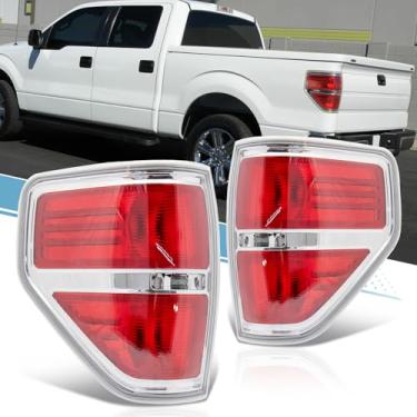 Imagem de VPIMOZO Luz traseira F150 compatível com Ford F150 2009-2014 09 10 11 12 13 14 Lâmpada de freio traseiro com chicote de fiação lente transparente e carcaça do chrone (lado do motorista e passageiro)