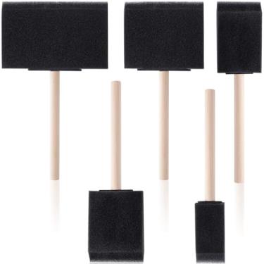 Imagem de HINZIC 5 pincéis de pintura de espuma de 5 tamanhos com cabo de madeira para vernizes e artesanato de grande área DIY (10 cm, 7,6 cm, 5 cm, 1,6 polegadas, 2,5 cm)