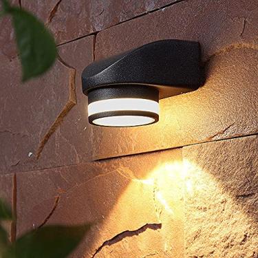 Imagem de Luminária de parede LED moderna minimalista preta, luz quente 3000k, luminária de parede externa IP65, à prova d'água e à prova de ferrugem, luz de arandela para varanda, porta da frente, pá